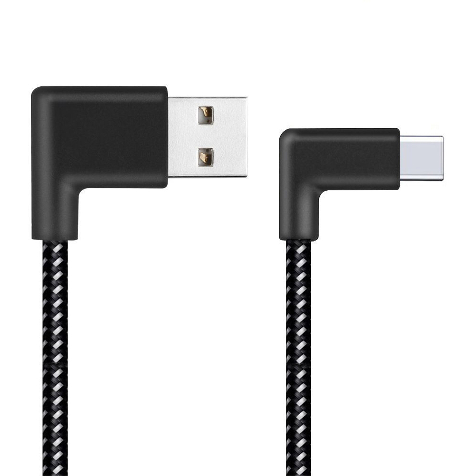 Short 90 Degree Usb Type C Nylon Anti Tangle Cable 20cm